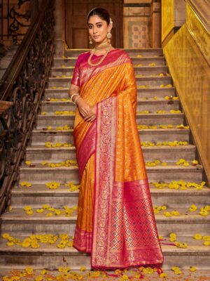 Mustard Color Banarasi Silk Saree