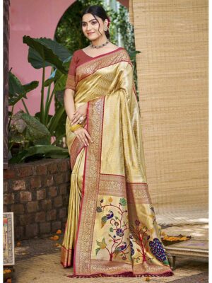 Beige Color Kanjivaram Silk Saree