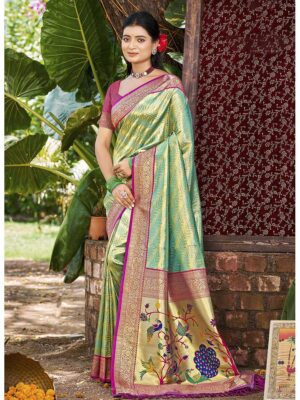 Rama Color Kanjivaram Silk Saree