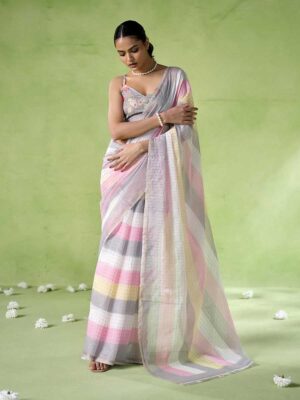 Multy Color Cotton Blend Saree