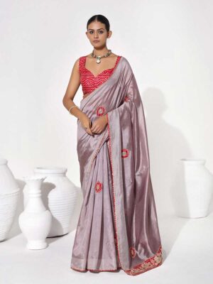 Lavender Color Georgette Saree