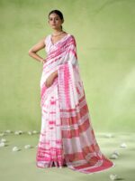 Off White Color Cotton Blend Saree
