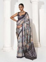 Grey Color Silk Blend Saree