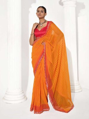 Orange Color Georgette Saree