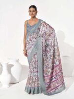 Grey Color Cotton Blend Saree