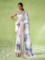 Off White Color Silk Blend Saree