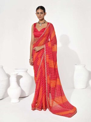 Red Color Georgette Saree