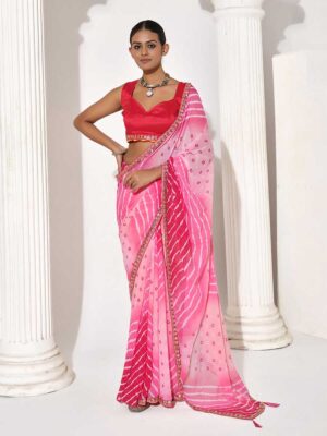 Pink Color Georgette Saree