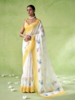 Yellow Color Silk Blend Saree