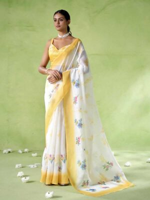Yellow Color Silk Blend Saree
