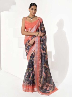 Black Color Cotton Blend Saree