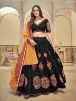 Black Color Cotton  Silk  Lehenga Choli
