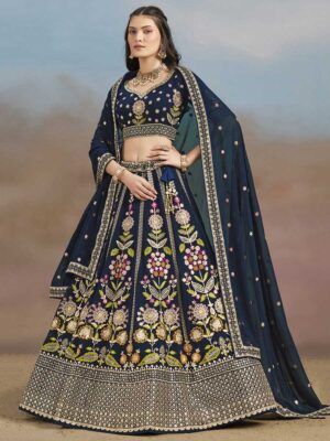 Blue Color Georgette Lehenga Choli