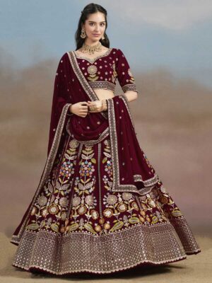 Maroon Color Georgette Lehenga Choli