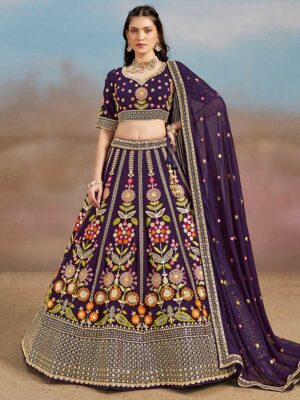 Purple Color Georgette Lehenga Choli