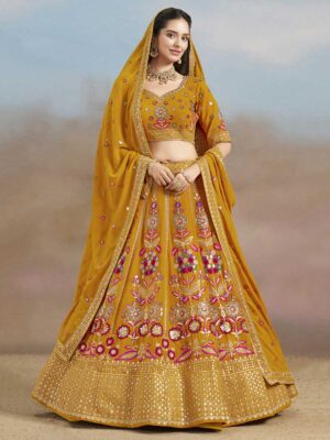 Yellow Color Georgette Lehenga Choli