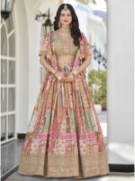 Beige Color Chinon Silk Lehenga Choli