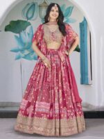 Pink Color Chinon Silk Lehenga Choli
