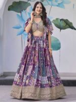 Purple Color Chinon Silk Lehenga Choli