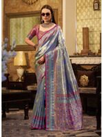 Blue Color Tissue Silk Saree