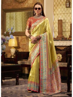 Mustard Color Tissue Silk Saree