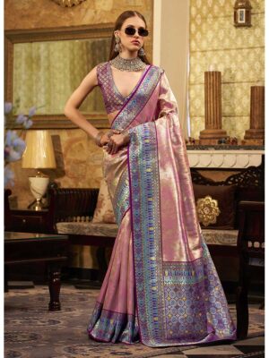 Pink Color Tissue Silk Saree