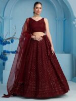 Maroon Color Georgette Lehenga Choli