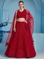 Red Color Georgette Lehenga Choli
