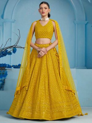 Yellow Color Georgette Lehenga Choli