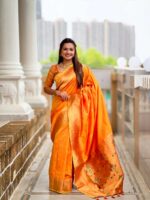 Orange Color Paithani Silk Saree