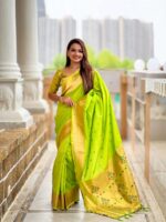 Parrot Green Color Paithani Silk Saree