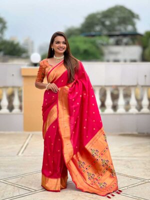 Pink Color Paithani Silk Saree