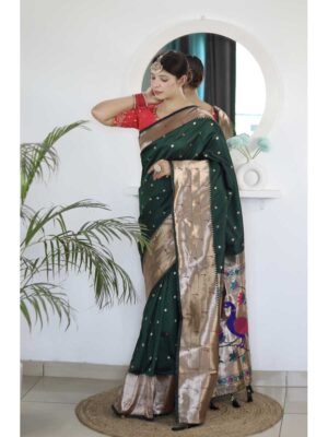 Green Color Paithani Silk Saree