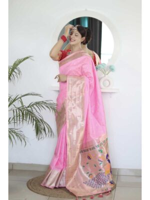 Pink Color Paithani Silk Saree