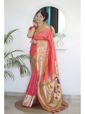 Gajri Color Paithani Silk Saree
