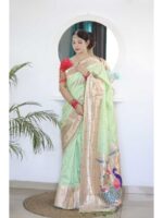 Pista Color Paithani Silk Saree