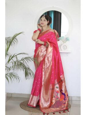 Pink Color Paithani Silk Saree