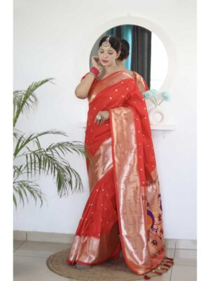Red Color Paithani Silk Saree