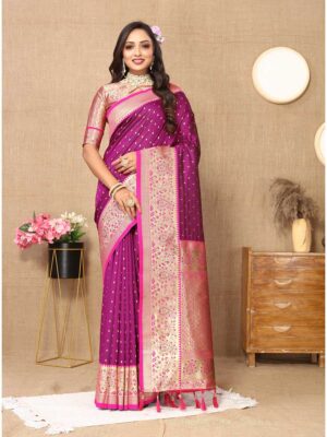 Wine Color Soft Silk Saree