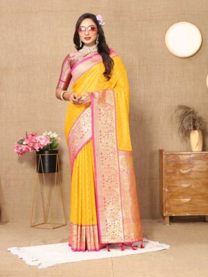 Mustard Color Soft Silk Saree
