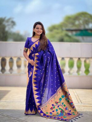 Royal Blue Color Paithani Silk Saree