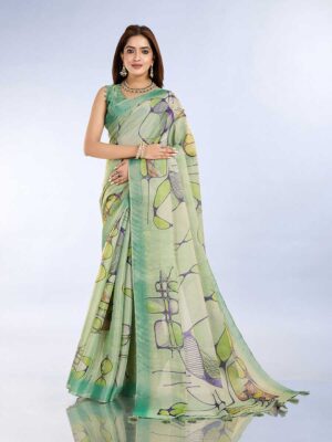 Pista Color Cotton Saree