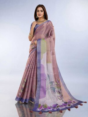 Lavender Color Cotton Saree
