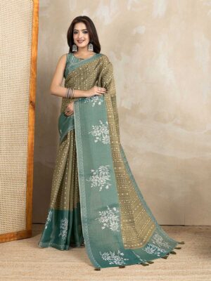 Green Color Cotton Saree