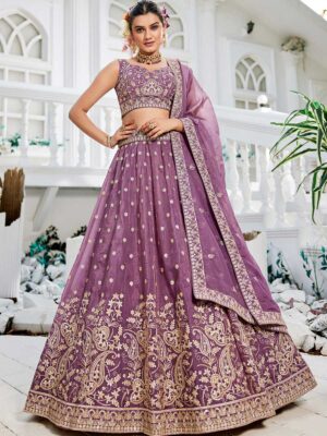 Lavender Color Tissue Lehenga Choli