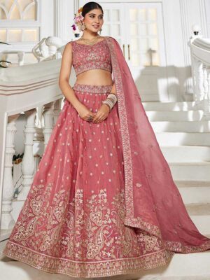Pink Color Tissue Lehenga Choli