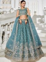 Sea Green Color Tissue Lehenga Choli