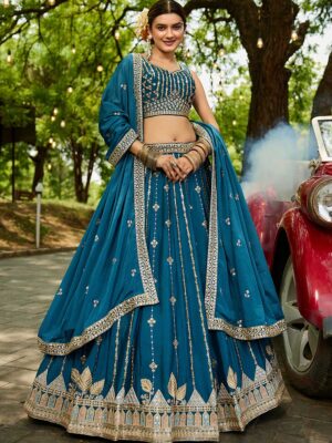 Teal Color Georgette Lehenga Choli