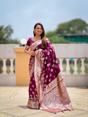 Magenta Color Banarasi Silk Saree