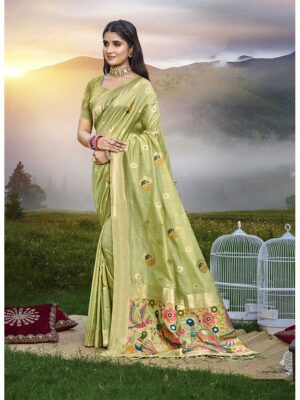 Green Color Assam Silk Saree